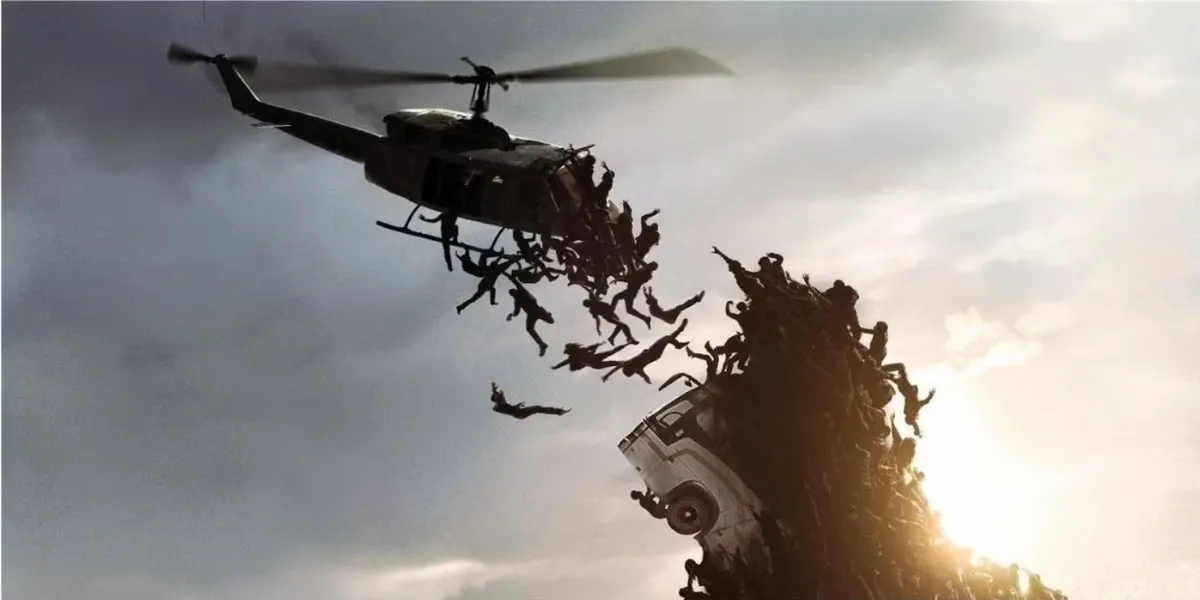 Zombies flying out of a plane in World War Z