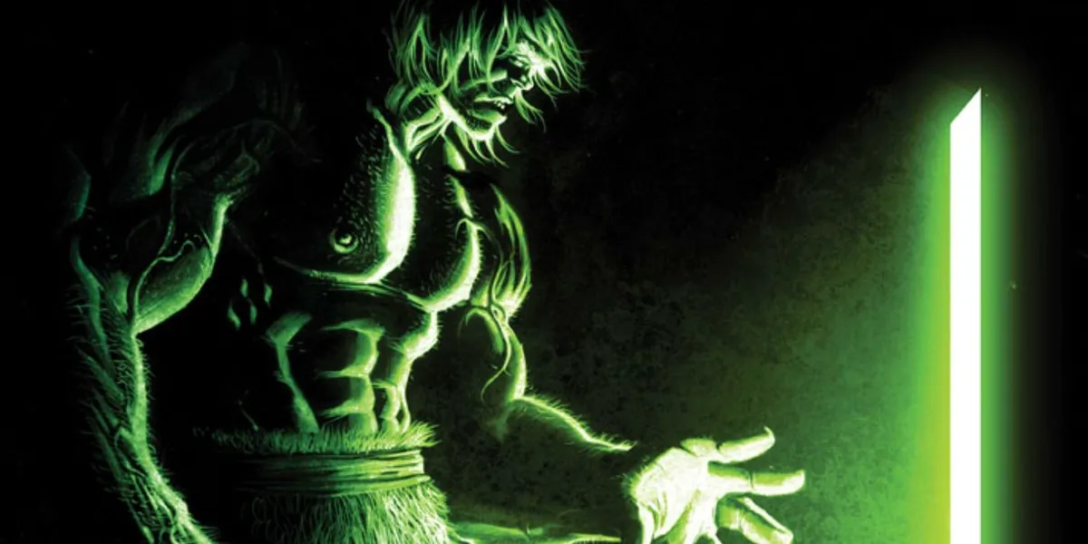 The Hulk standing before the Green Door.