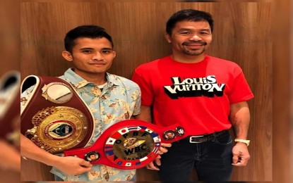 <p>Melvin Jerusalem (left) and Manny Pacquiao <em>(Contributed photo) </em></p>